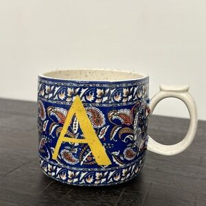 Anthropologie A Monogram Initial Floral cofre mug